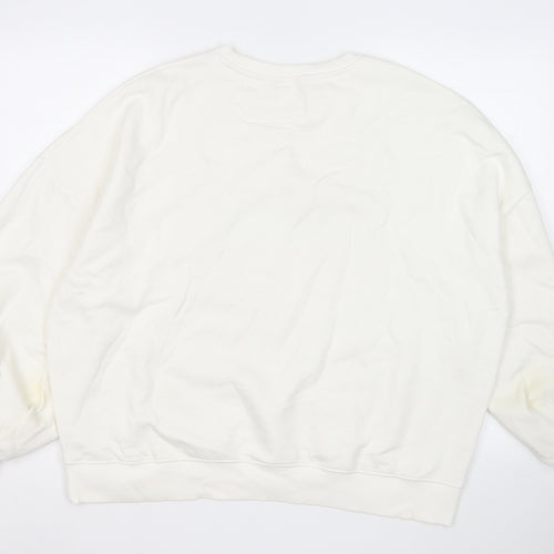 F&F Womens White  Cotton Pullover Sweatshirt Size 16   - Merci