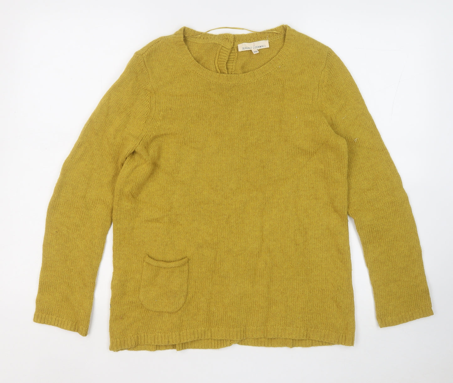 Seasalt Cornwall Womens Yellow Round Neck  Viscose Pullover Jumper Size 10