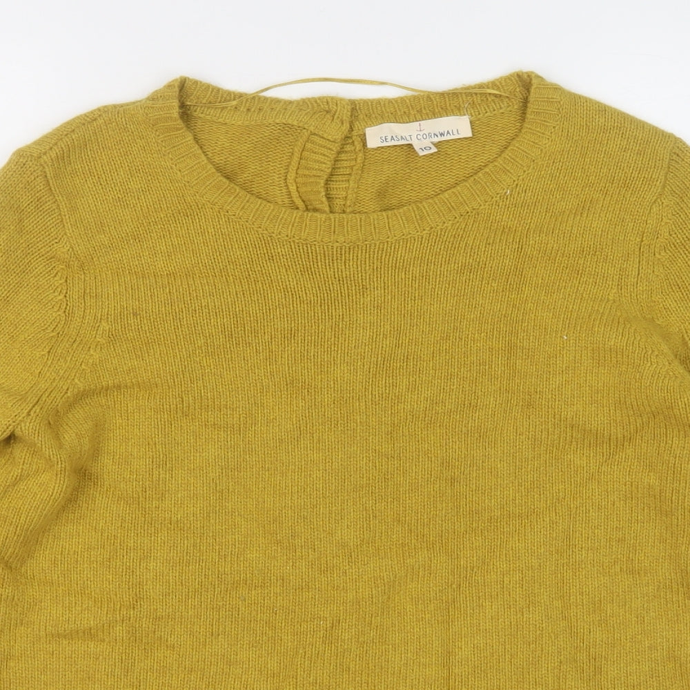 Seasalt Cornwall Womens Yellow Round Neck  Viscose Pullover Jumper Size 10