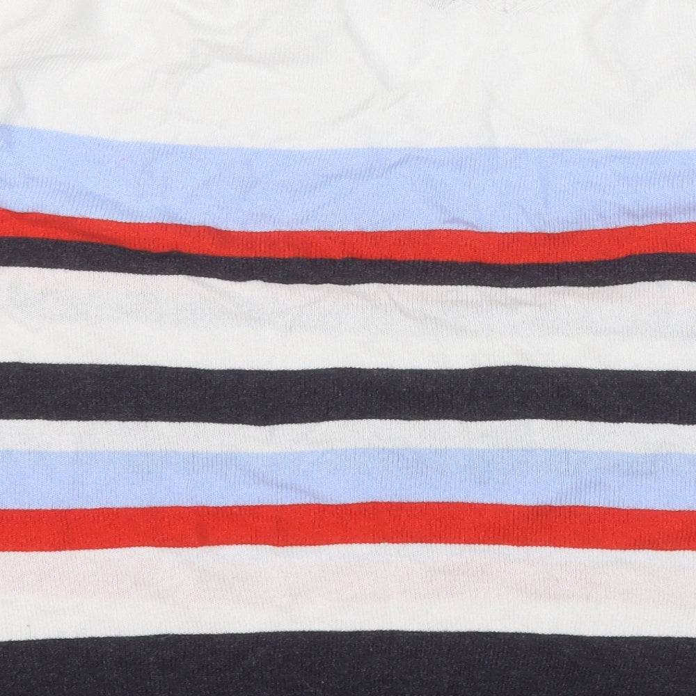 Marks and Spencer Womens Multicoloured Round Neck Striped Viscose Pullover Jumper Size 14