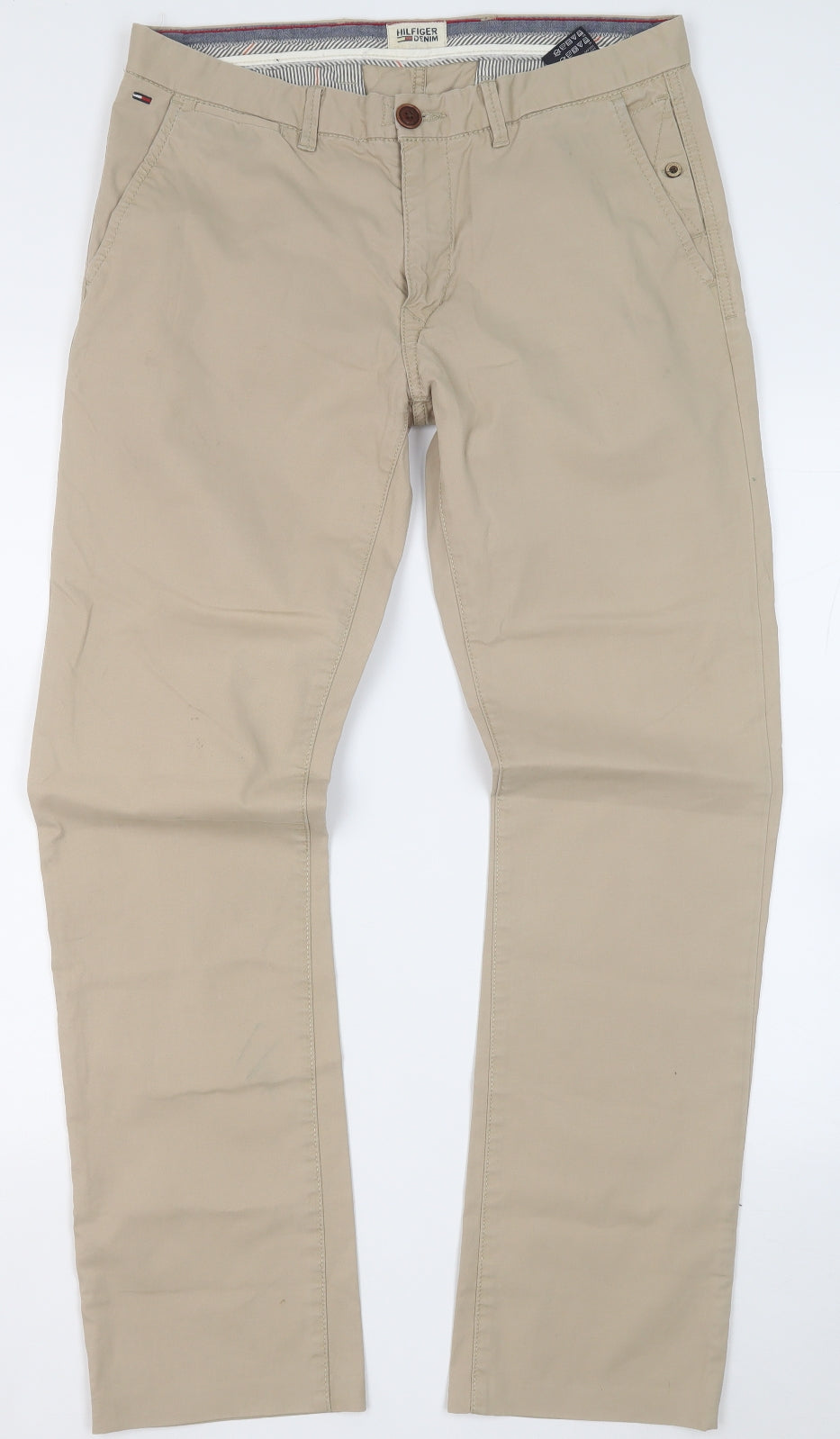 Tommy Hilfiger Mens Beige  Cotton Chino Trousers Size 32 in L31 in Regular