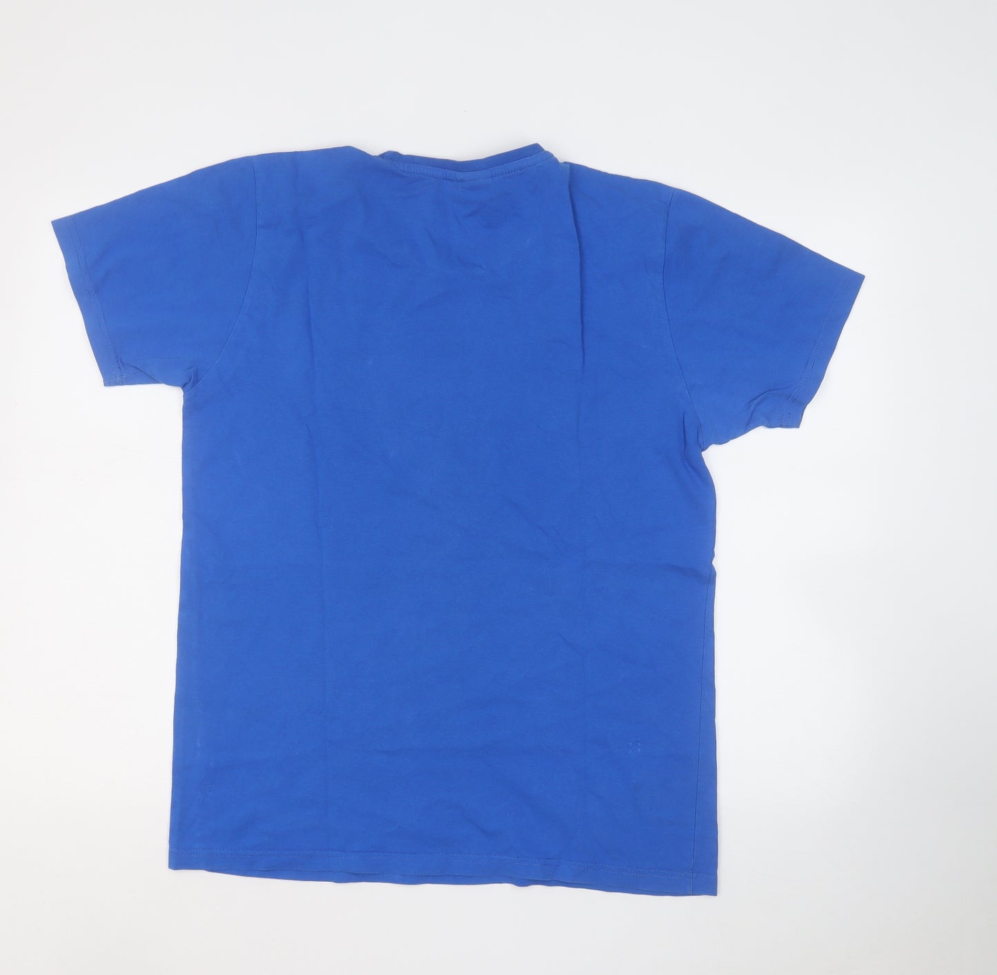 ASICS Mens Blue  Cotton  T-Shirt Size L Round Neck