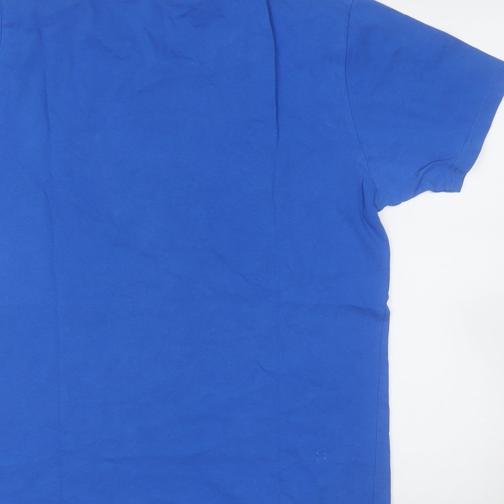 ASICS Mens Blue  Cotton  T-Shirt Size L Round Neck