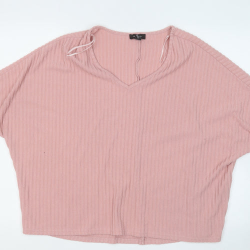 New Look Womens Pink Round Neck  Polyester Pullover Jumper Size M