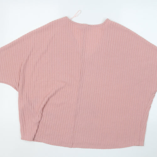 New Look Womens Pink Round Neck  Polyester Pullover Jumper Size M