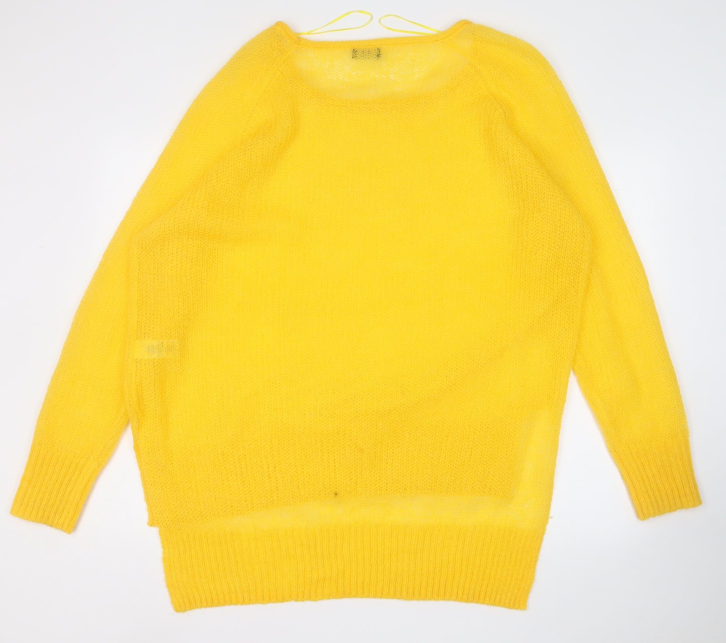 F&F Womens Yellow Round Neck  Acrylic Pullover Jumper Size 14