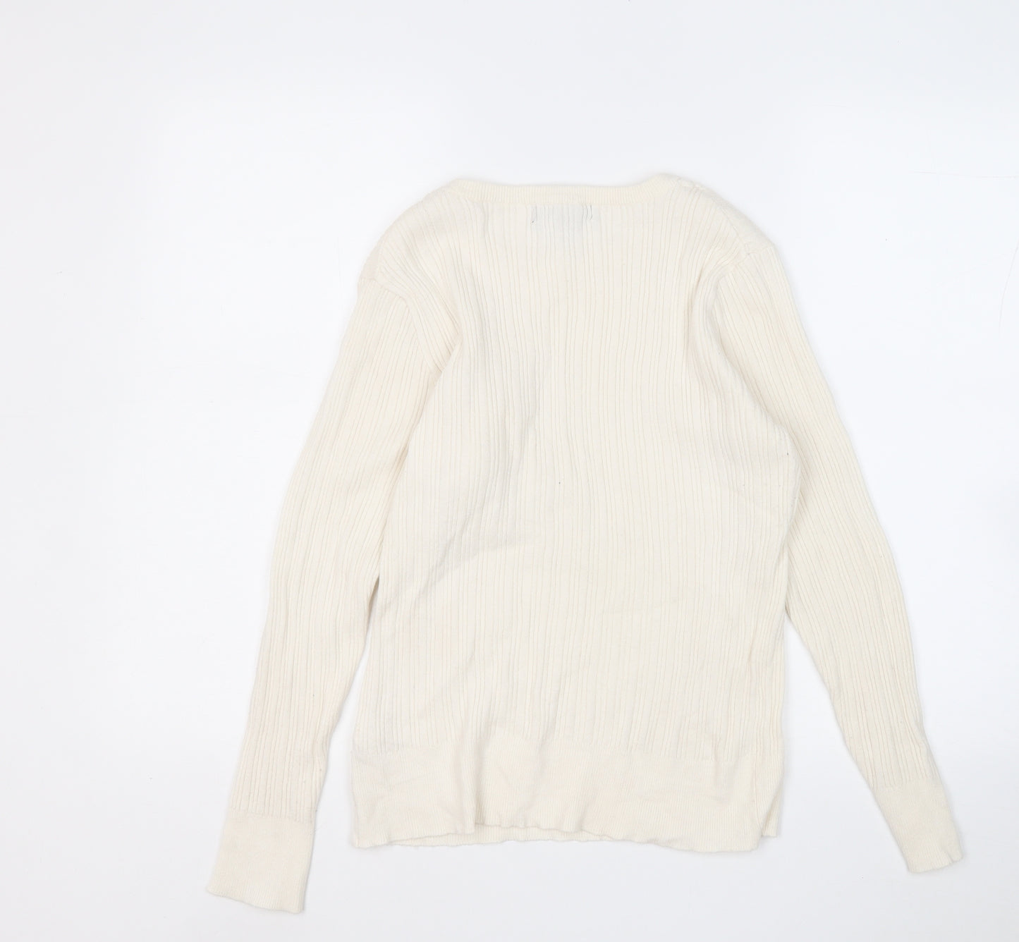 Primark Womens White Round Neck  Viscose Pullover Jumper Size 18   - Ribbed