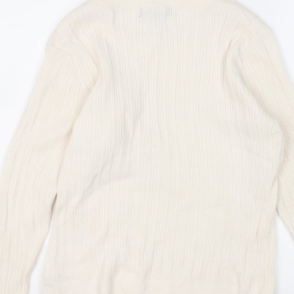 Primark Womens White Round Neck  Viscose Pullover Jumper Size 18   - Ribbed