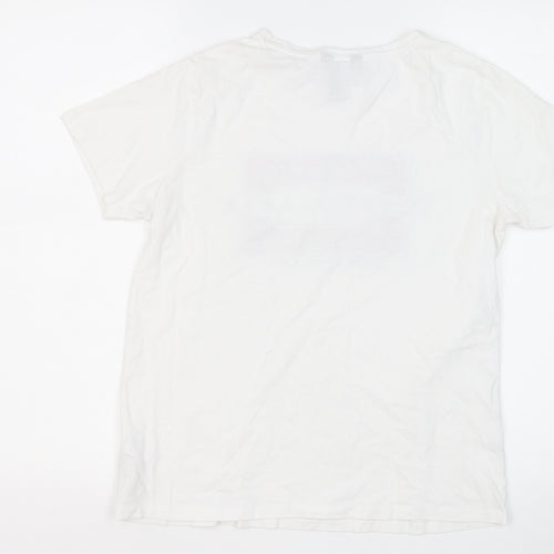 New Look Womens White  Cotton Basic T-Shirt Size 10 Round Neck - New York City Heartbreaker