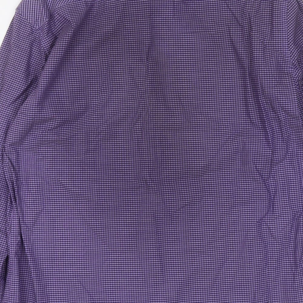 Autograph Mens Purple Plaid Cotton  Button-Up Size L Collared