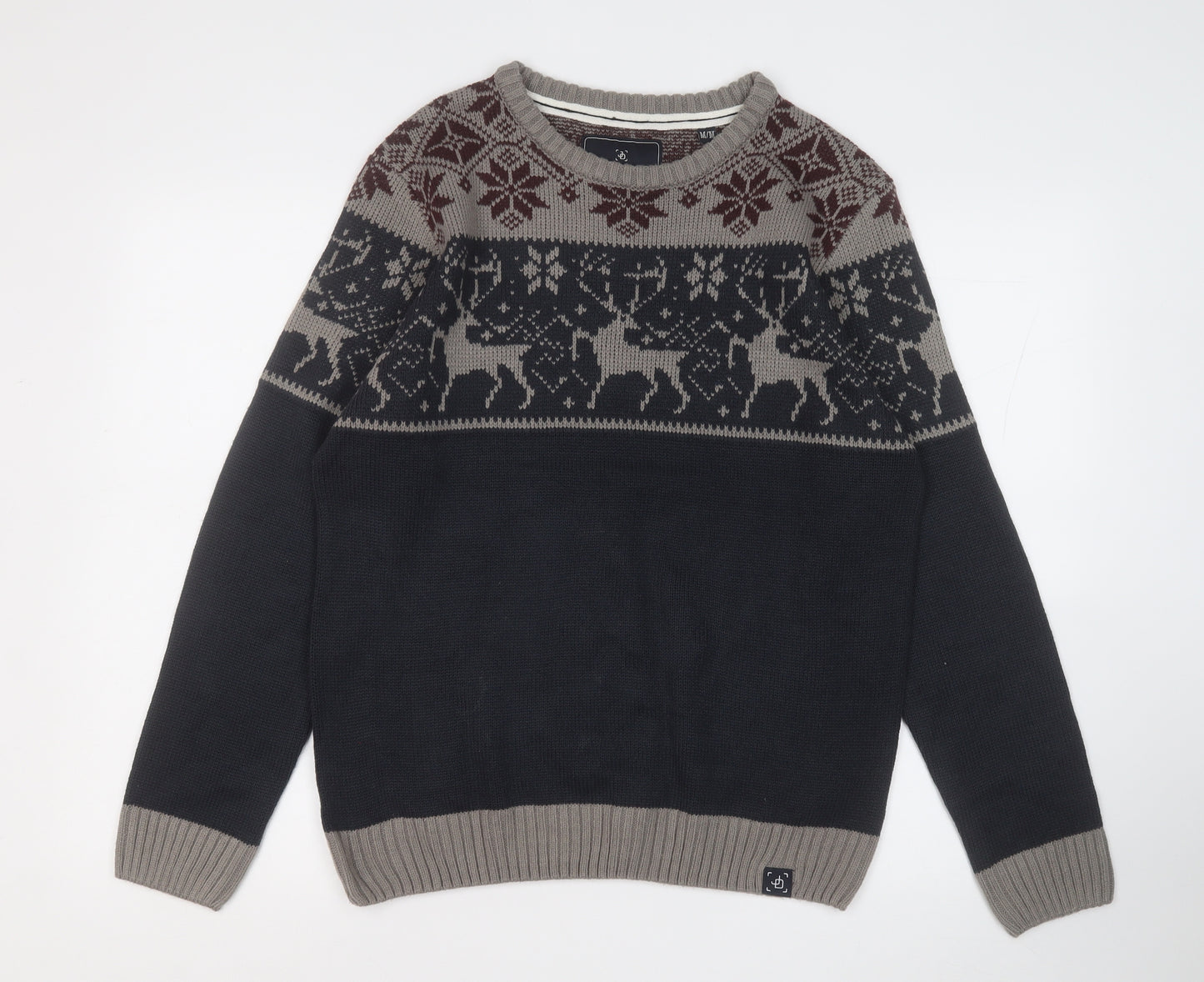 James Darby Mens Blue Round Neck  Acrylic Pullover Jumper Size M   - Christmas Jumper