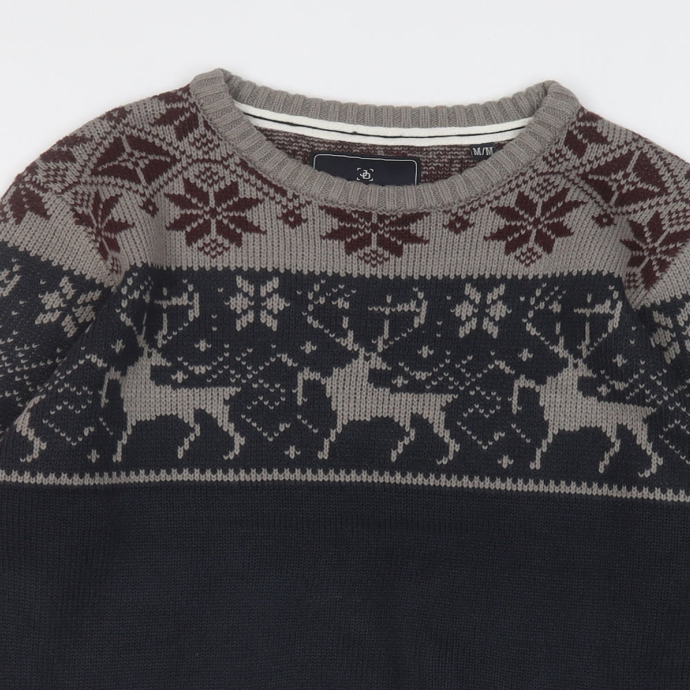James Darby Mens Blue Round Neck  Acrylic Pullover Jumper Size M   - Christmas Jumper