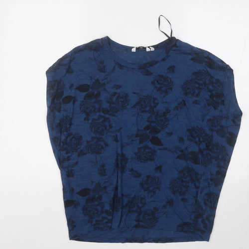 New Look Womens Blue Round Neck Floral Polyester Vest Jumper Size 10