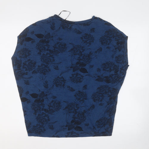 New Look Womens Blue Round Neck Floral Polyester Vest Jumper Size 10