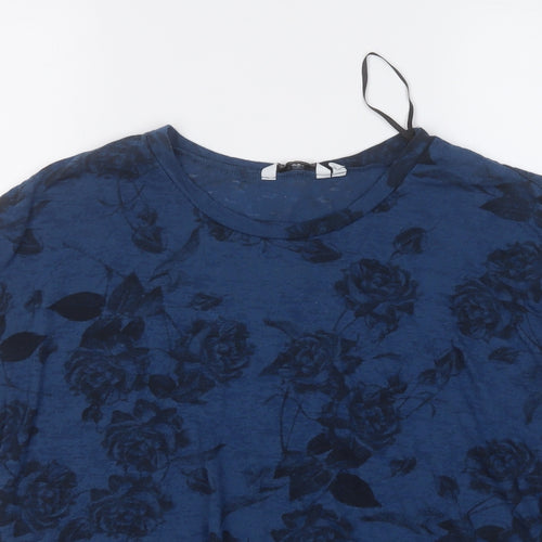 New Look Womens Blue Round Neck Floral Polyester Vest Jumper Size 10