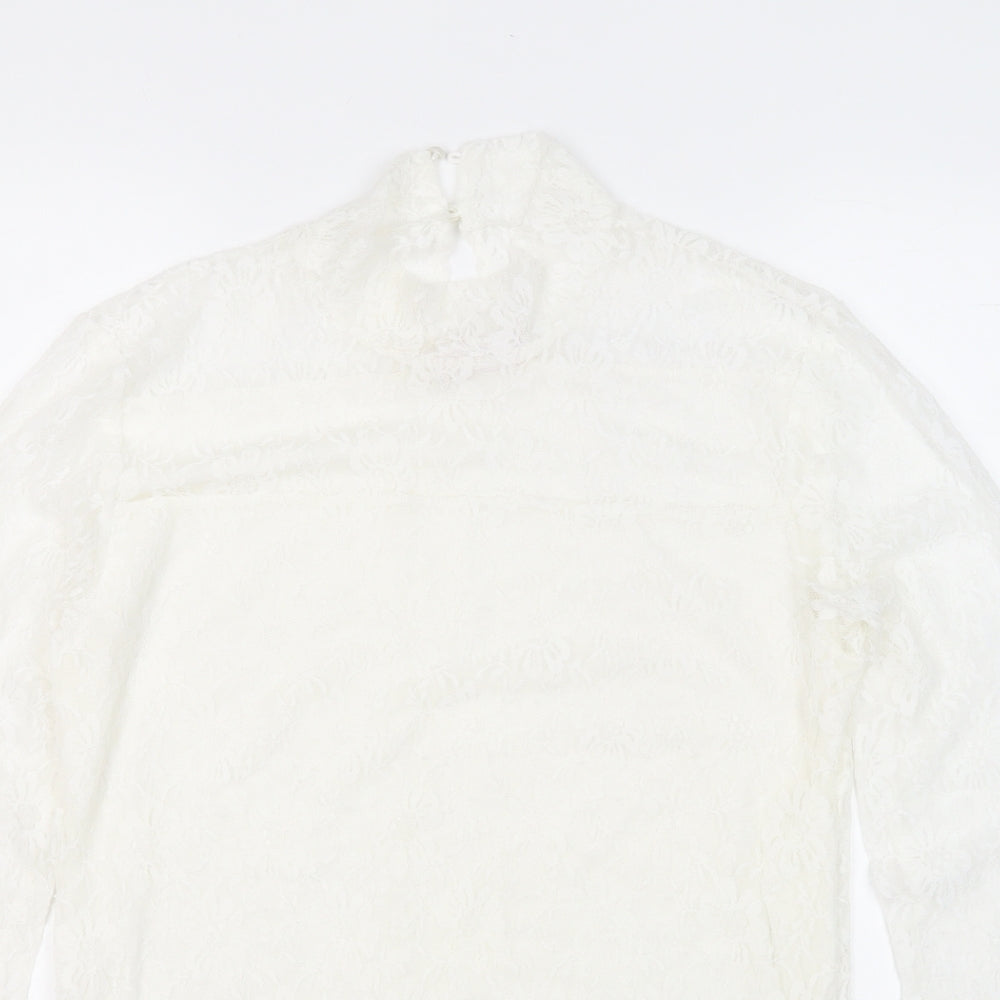 Kaffe Womens White Round Neck Floral Polyimide Pullover Jumper Size L