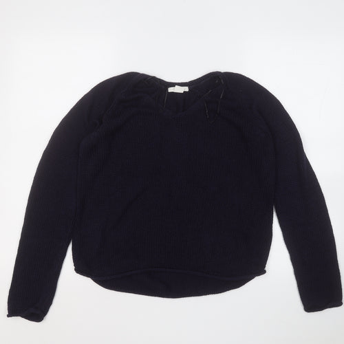 H&M Womens Blue Round Neck  Acrylic Pullover Jumper Size S