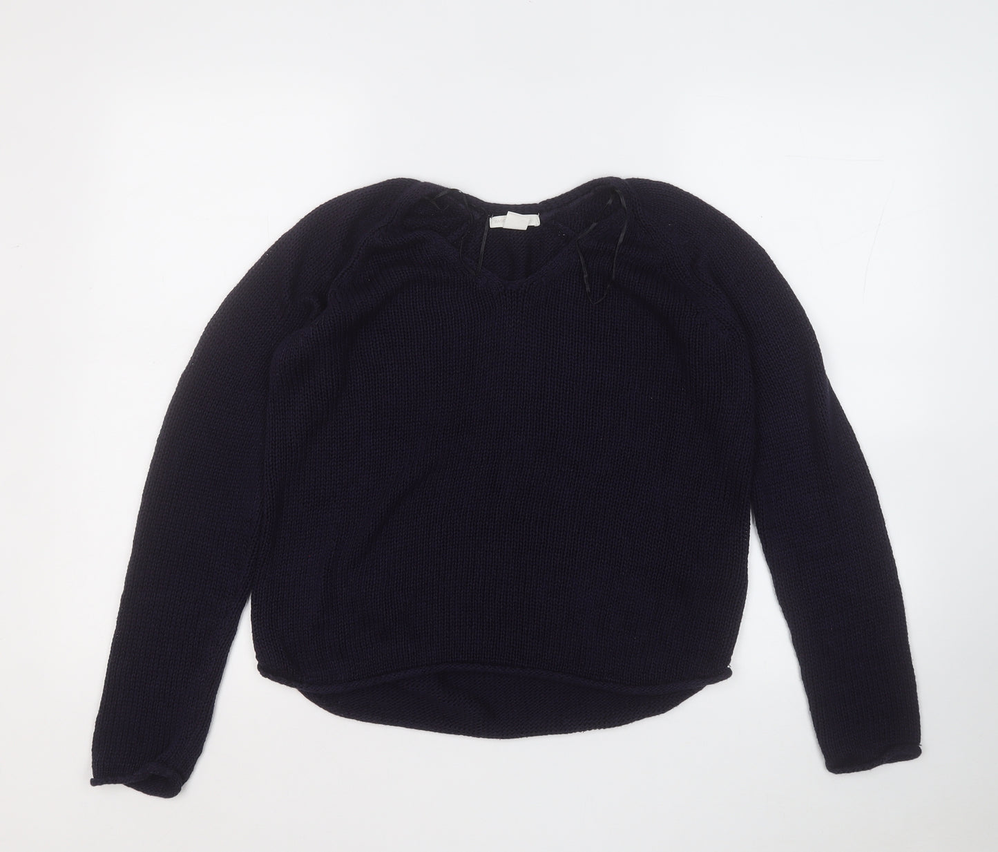 H&M Womens Blue Round Neck  Acrylic Pullover Jumper Size S