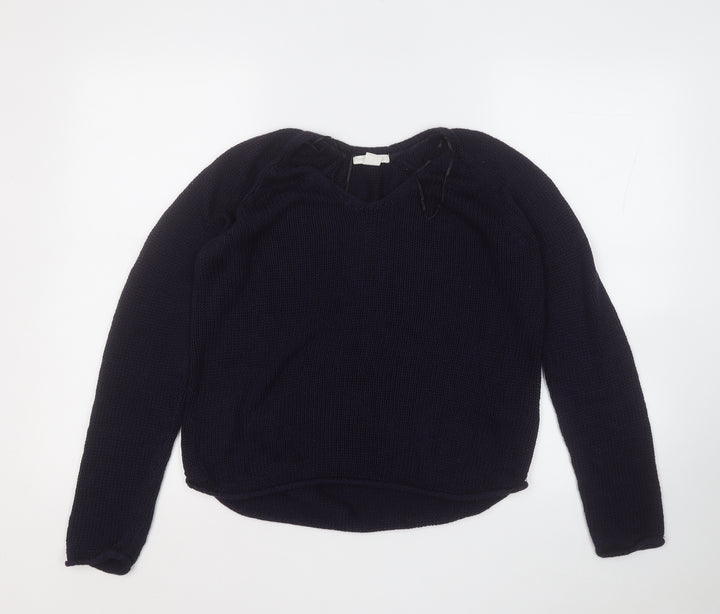 H&M Womens Blue Round Neck  Acrylic Pullover Jumper Size S
