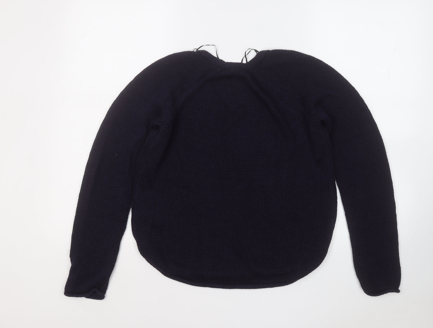 H&M Womens Blue Round Neck  Acrylic Pullover Jumper Size S