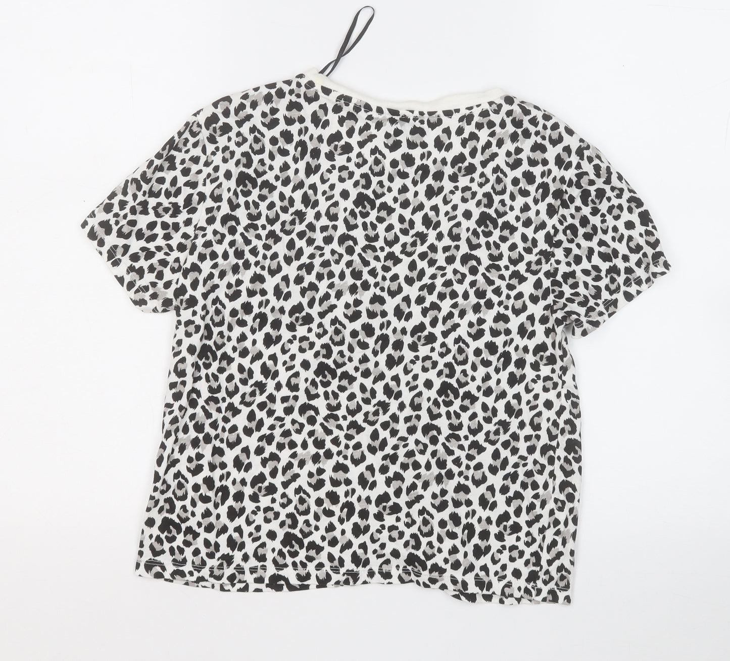 Divided by H&M Womens Black Animal Print Cotton Basic T-Shirt Size M Round Neck