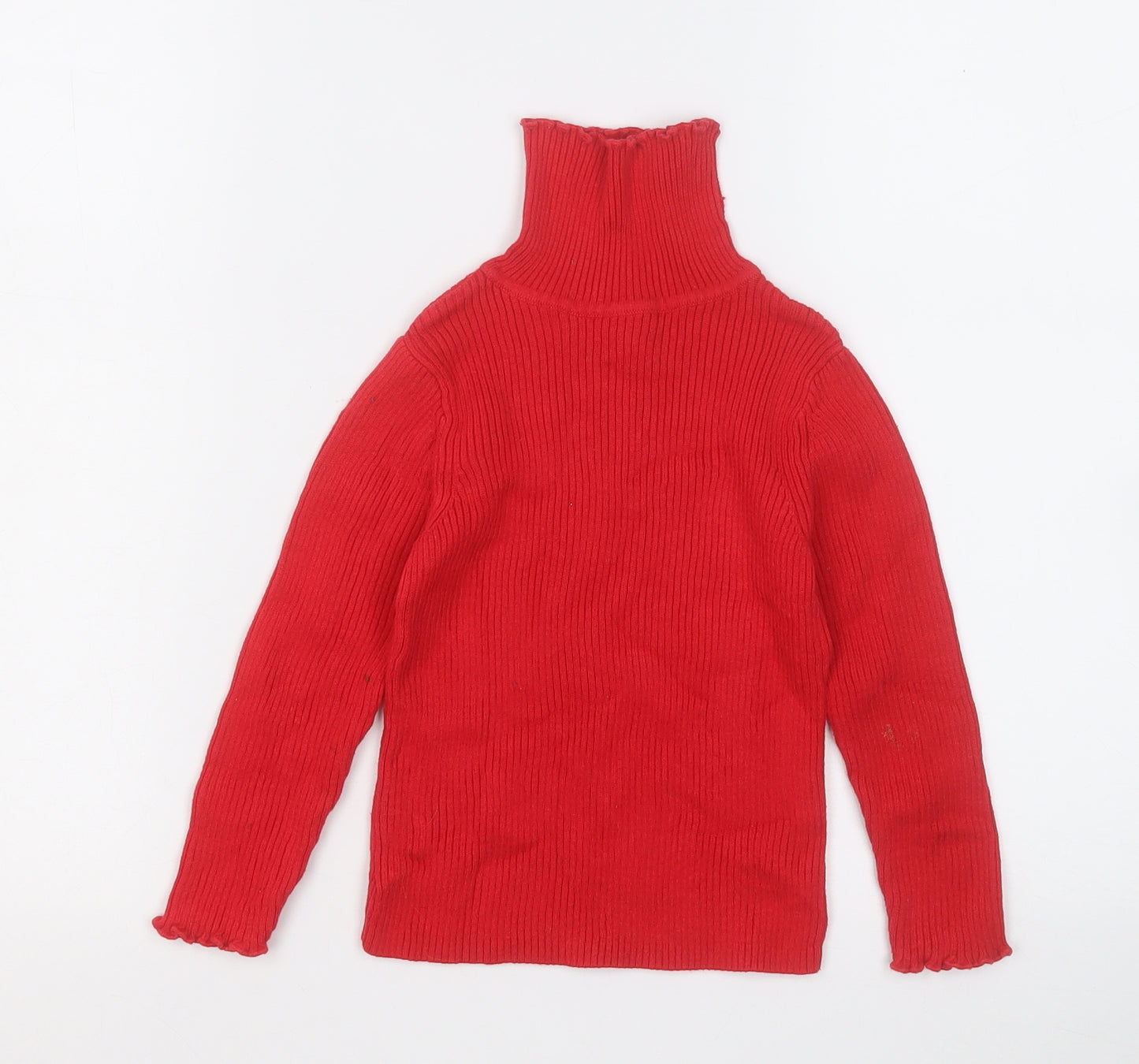 George Girls Red Mock Neck  Cotton Pullover Jumper Size 3-4 Years