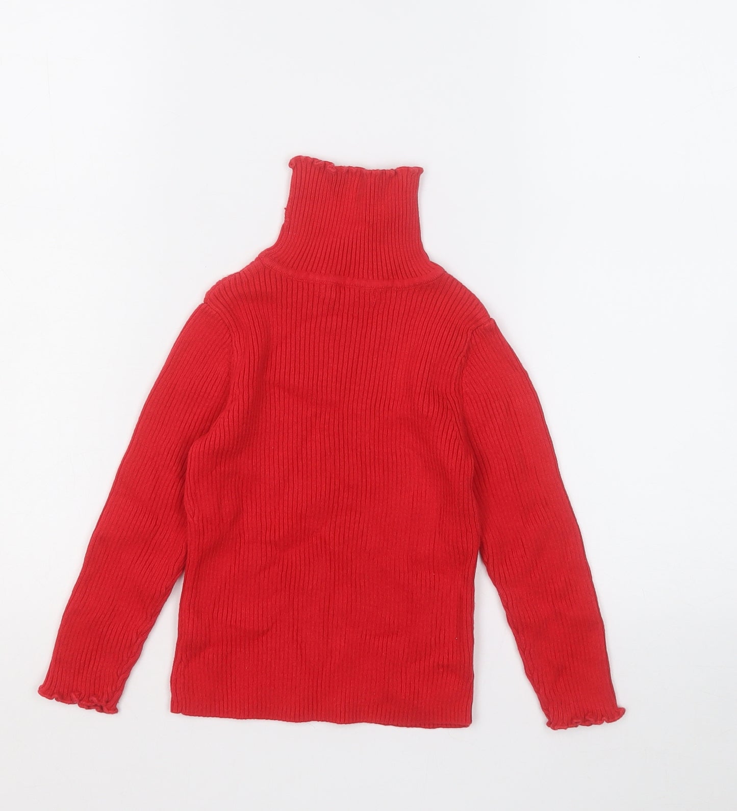 George Girls Red Mock Neck  Cotton Pullover Jumper Size 3-4 Years