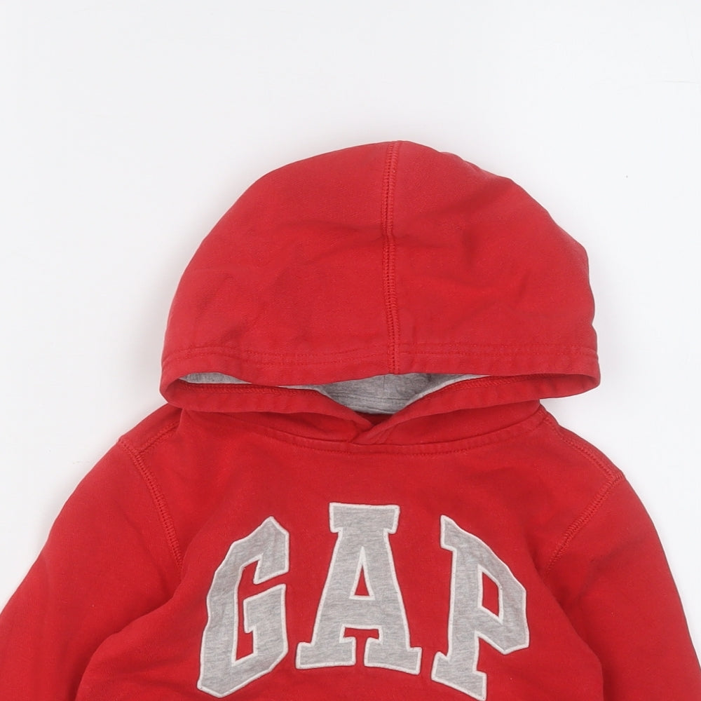 Gap Boys Red  Cotton Pullover Hoodie Size 4 Years