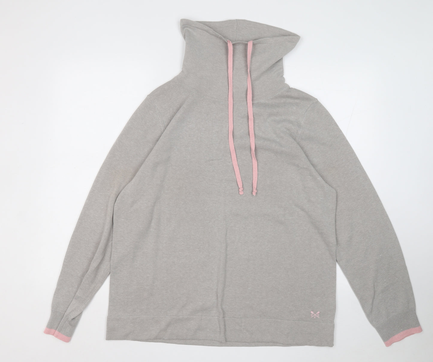Crew Clothing Womens Grey Roll Neck  Cotton Pullover Jumper Size 18
