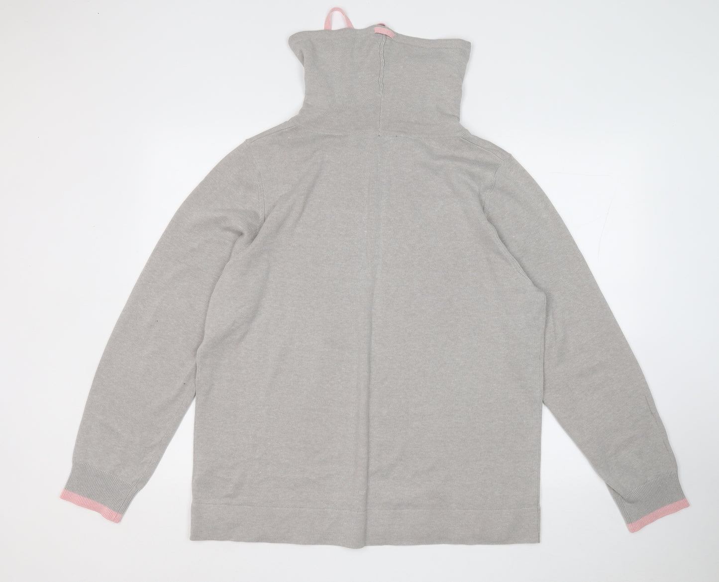 Crew Clothing Womens Grey Roll Neck  Cotton Pullover Jumper Size 18
