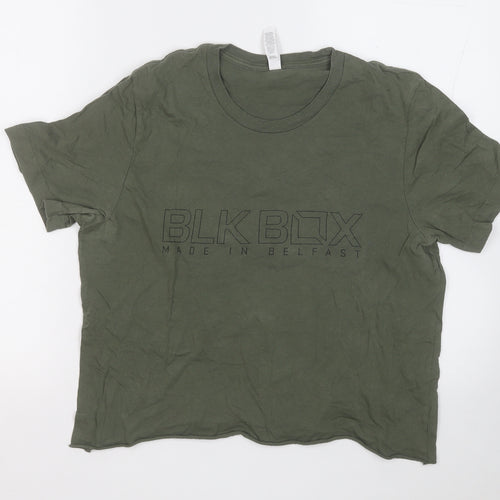 Canvas Womens Green  Cotton Basic T-Shirt Size M Round Neck