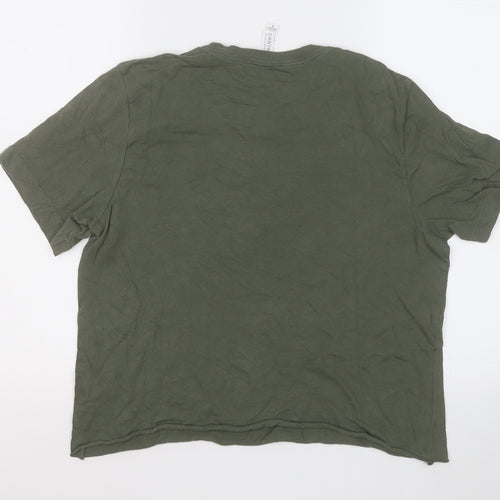 Canvas Womens Green  Cotton Basic T-Shirt Size M Round Neck