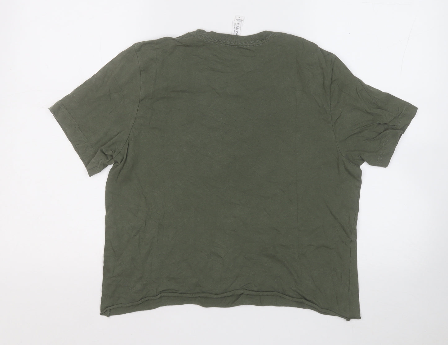 Canvas Womens Green  Cotton Basic T-Shirt Size M Round Neck