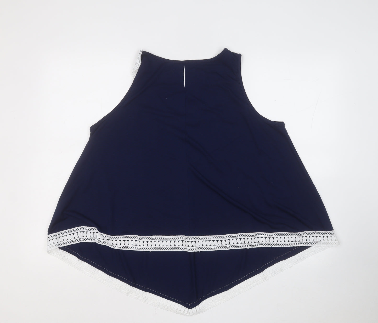 Preworn Womens Blue  Polyester Basic T-Shirt Size L Round Neck