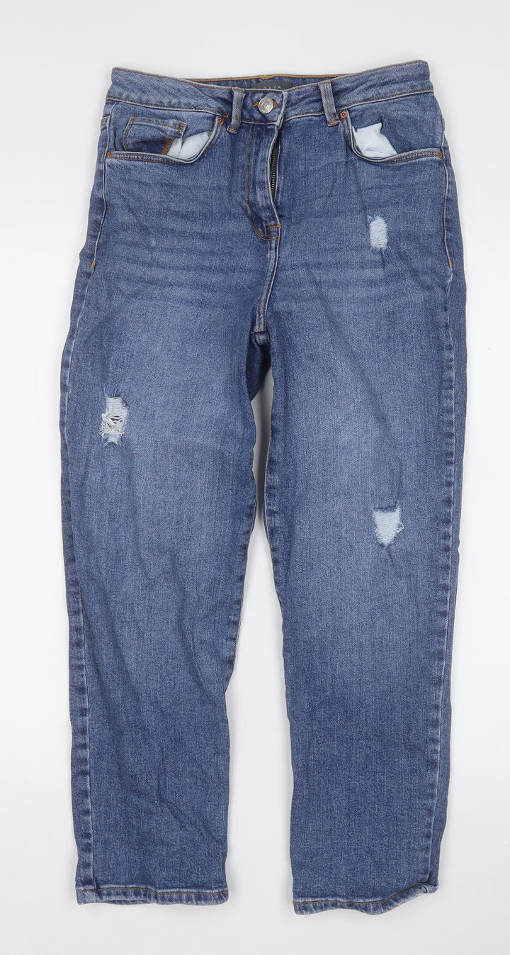 Papaya Womens Blue Cotton Straight Jeans Size 10 L24 in Regular
