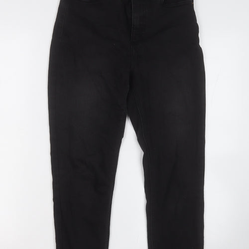 New Look Womens Black  Cotton Straight Jeans Size 10 L24 in Regular