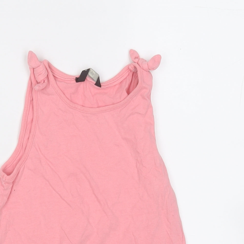 George Girls Pink  Cotton Basic Tank Size 8-9 Years Round Neck