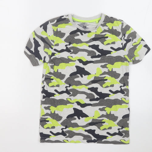 F&F Boys Multicoloured Camouflage Cotton Basic T-Shirt Size 9-10 Years Round Neck