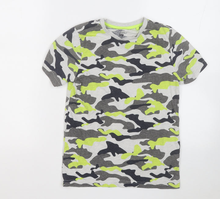 F&F Boys Multicoloured Camouflage Cotton Basic T-Shirt Size 9-10 Years Round Neck