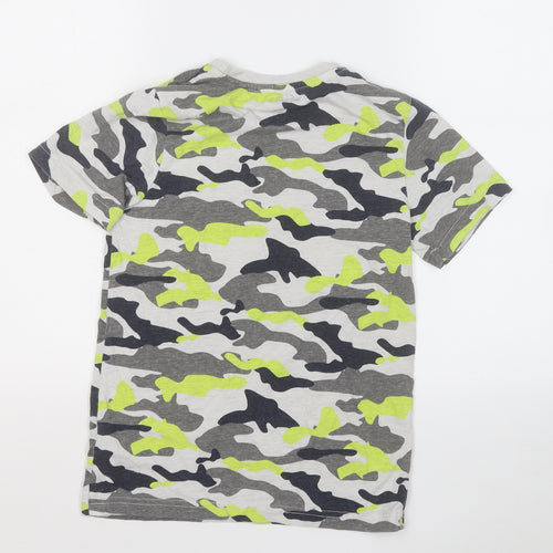 F&F Boys Multicoloured Camouflage Cotton Basic T-Shirt Size 9-10 Years Round Neck