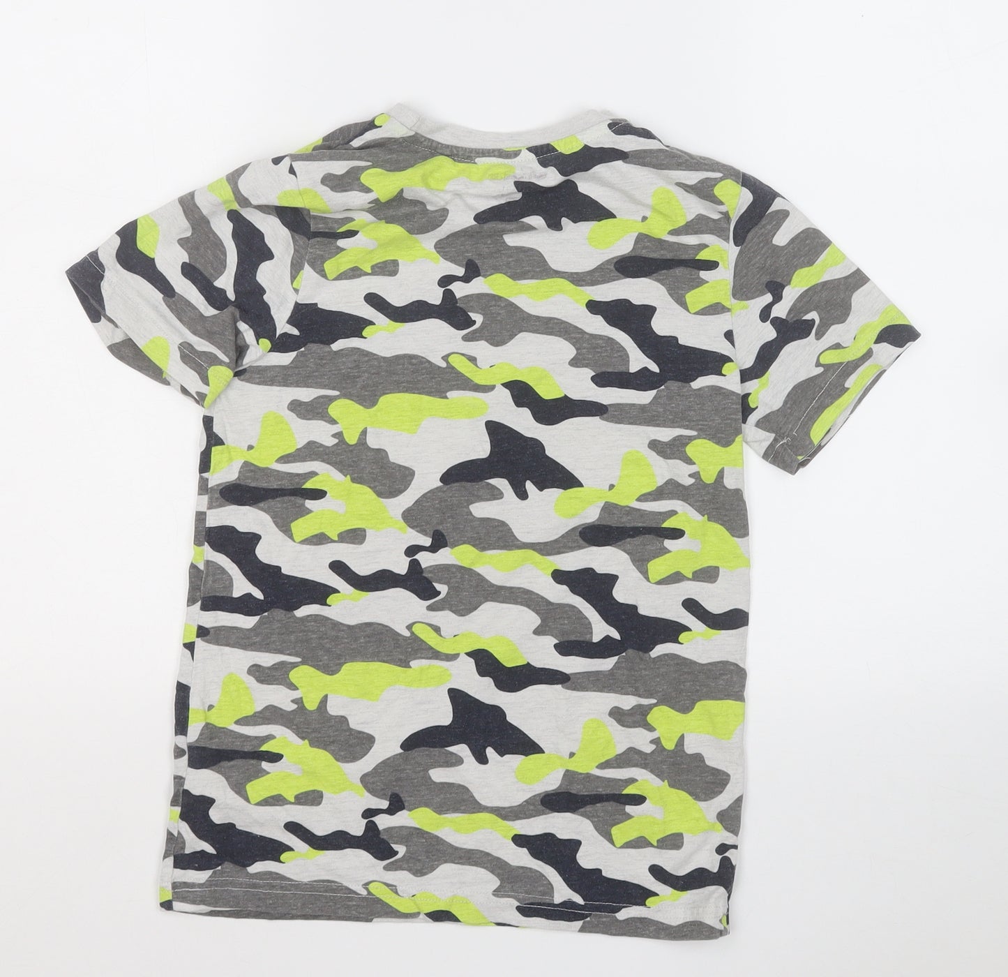 F&F Boys Multicoloured Camouflage Cotton Basic T-Shirt Size 9-10 Years Round Neck