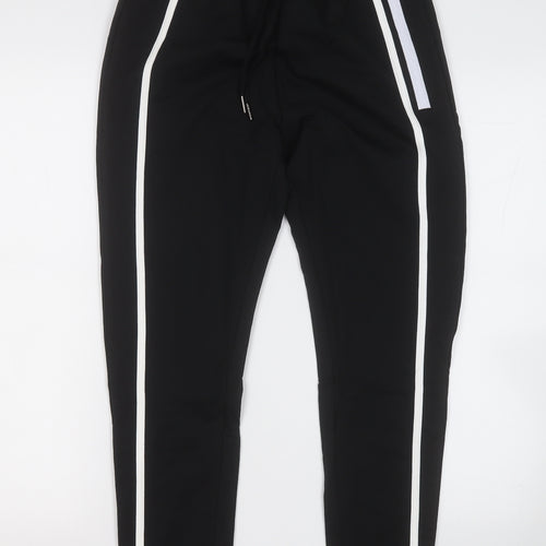 No Drama Womens Black  Cotton Jogger Trousers Size M L26 in Regular