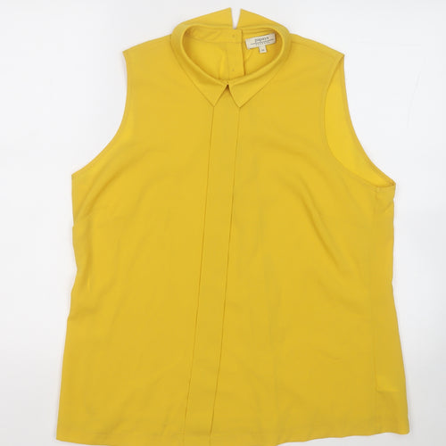 Papaya Womens Yellow  Polyester Basic Blouse Size 16 Collared