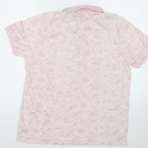 NEXT Mens Pink Geometric Cotton  Polo Size L Collared