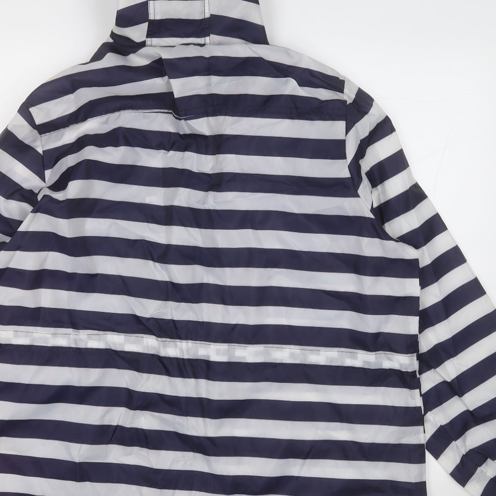 harvey and jones Womens Blue Striped Rain Coat Jacket Size 20