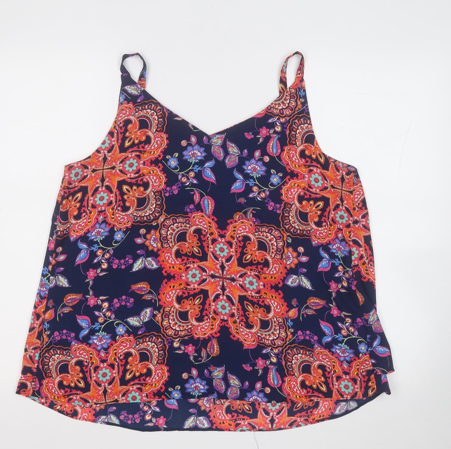George Womens Multicoloured Geometric Polyester Basic Blouse Size 14 Round Neck