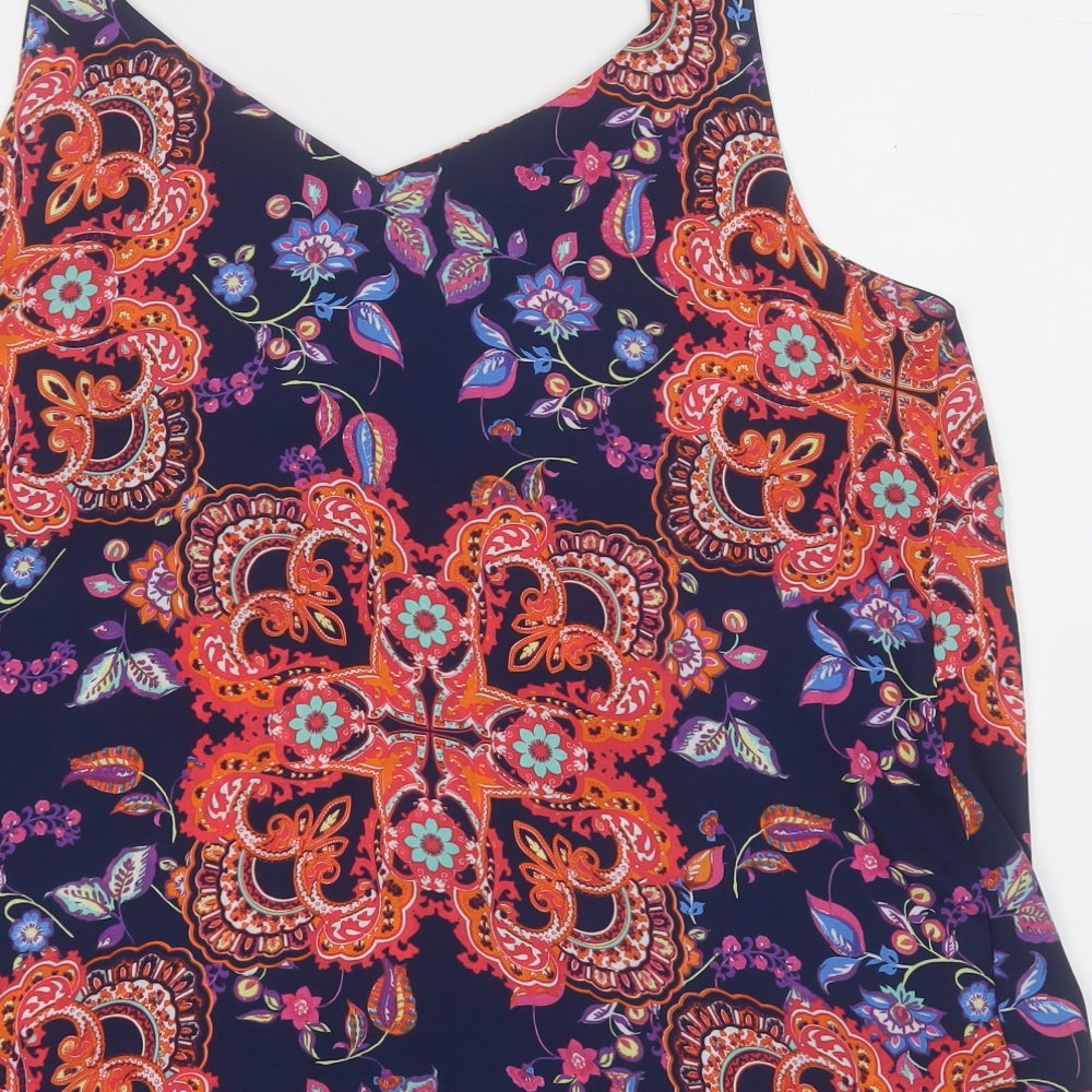 George Womens Multicoloured Geometric Polyester Basic Blouse Size 14 Round Neck