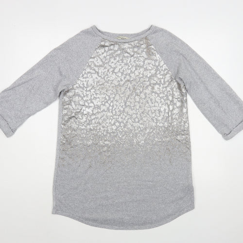 F&F Womens Grey Boat Neck Animal Print Polyester Pullover Jumper Size 10