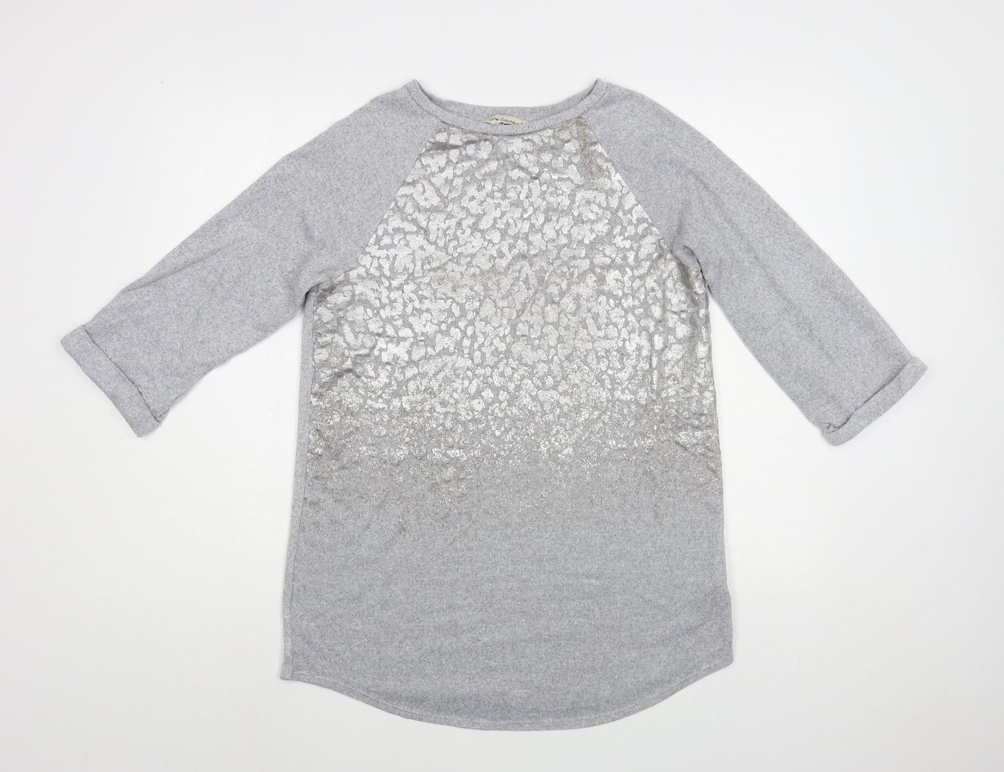 F&F Womens Grey Boat Neck Animal Print Polyester Pullover Jumper Size 10