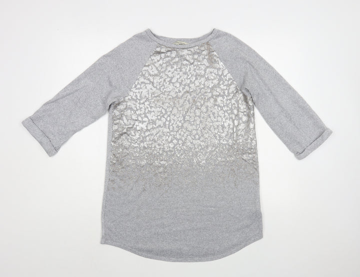 F&F Womens Grey Boat Neck Animal Print Polyester Pullover Jumper Size 10